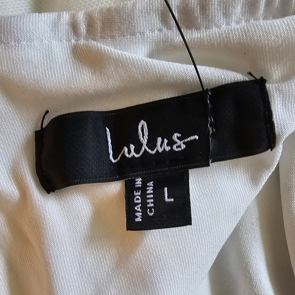 Lulus Toast to Romance White Ruched Pearl Bodycon Midi Dress, Size Large - Picture 10 of 10